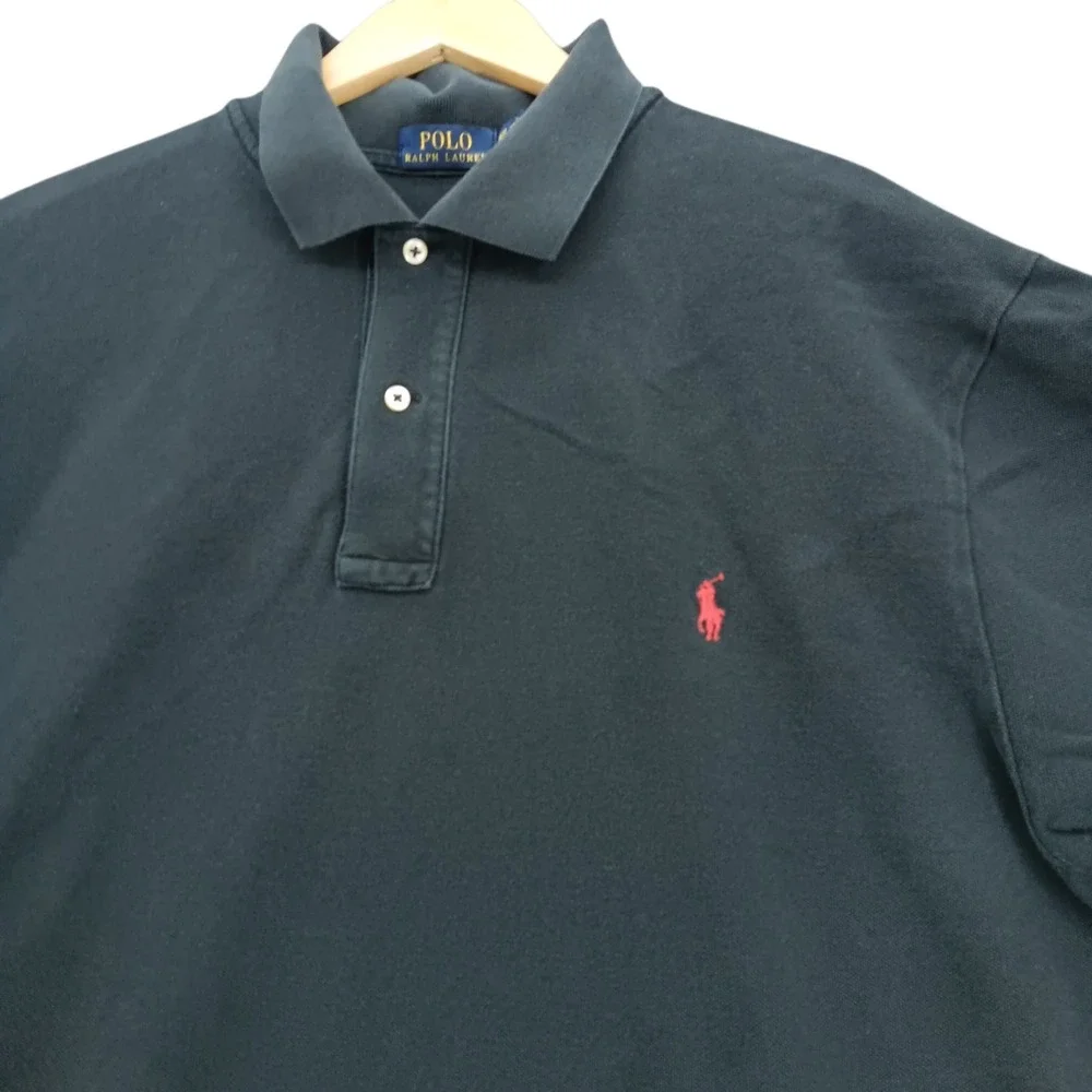 Polo Ralph Lauren Polo Shirt‎ Men's 2XLT Black Red Pony Logo Short Sleeve Cotton
